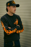 Rock And Rose Motel Long Sleeve Flaming Eagle T-Shirt