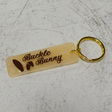 Buckle Bunny Gold Keychain Close Up View