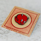 American Traditional Devil Enamel Pin In Packaging