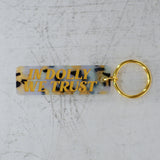 In Dolly We Trust Leopard Print Keychain Full View