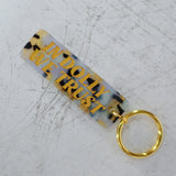 In Dolly We Trust Leopard Print Keychain Angled View