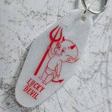 Lucky Devil Motel Style Keychain Angled View